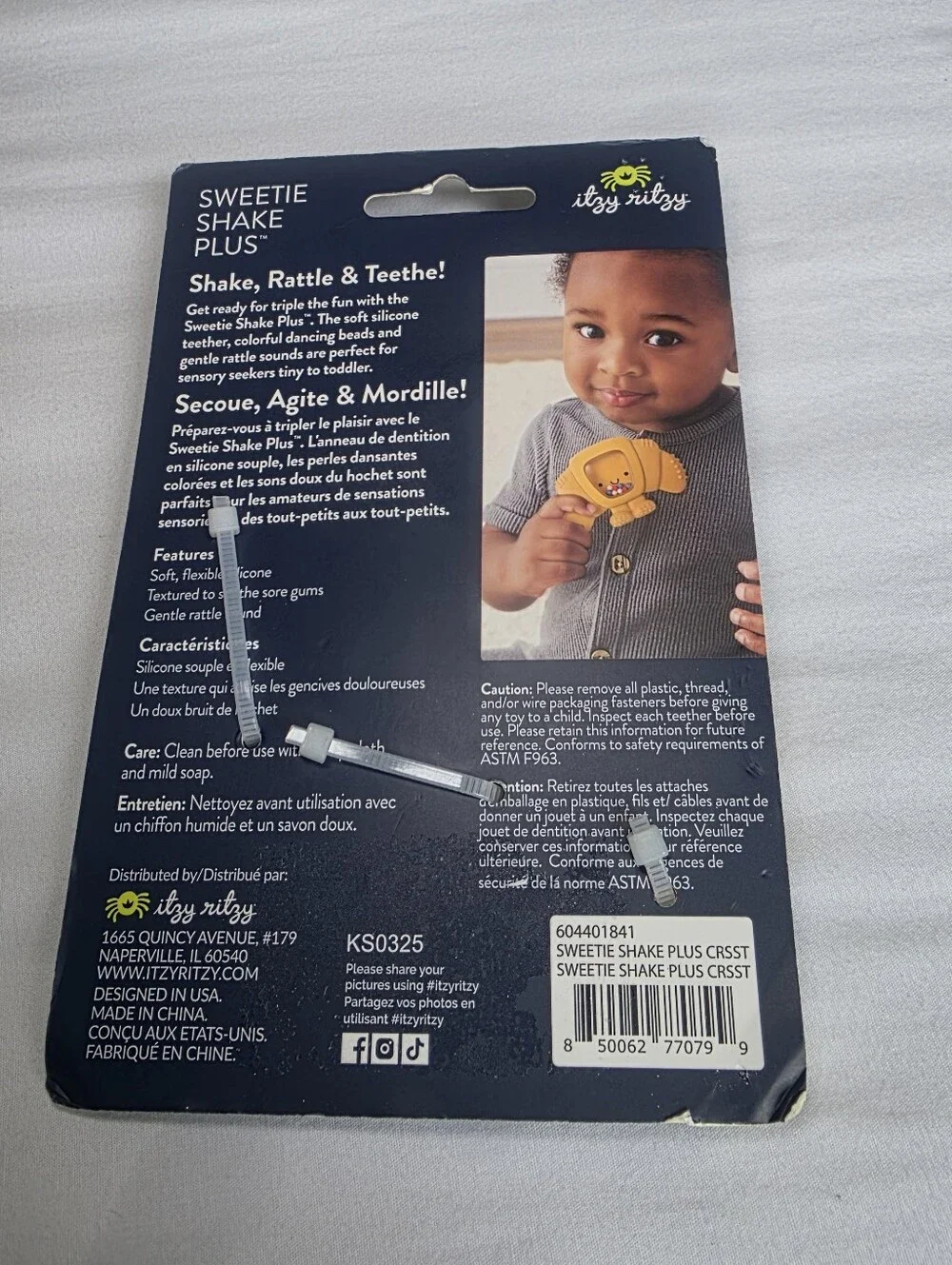 Itzy Ritzy Yellow Croissant Sweetie Shake Plus Silicone Teether with Rattle NWT